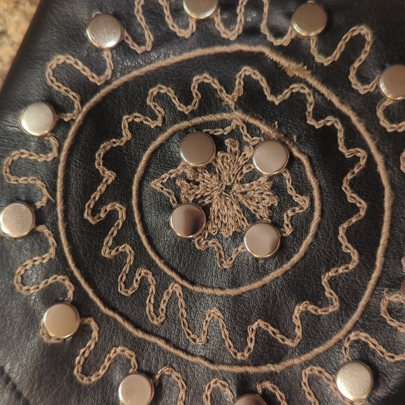 Victor Costa Designer Black Wool/Vegan Leather Embroidered Studded Jacket Sz S - Picture 12 of 12